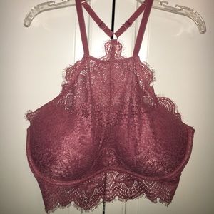PINK lace halter push-up bra